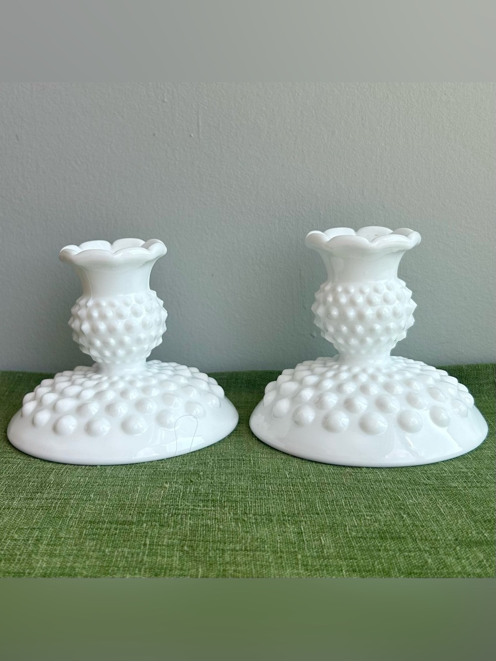 FENTON HOBNAIL candlesticks excellent ⭐️⭐️⭐️